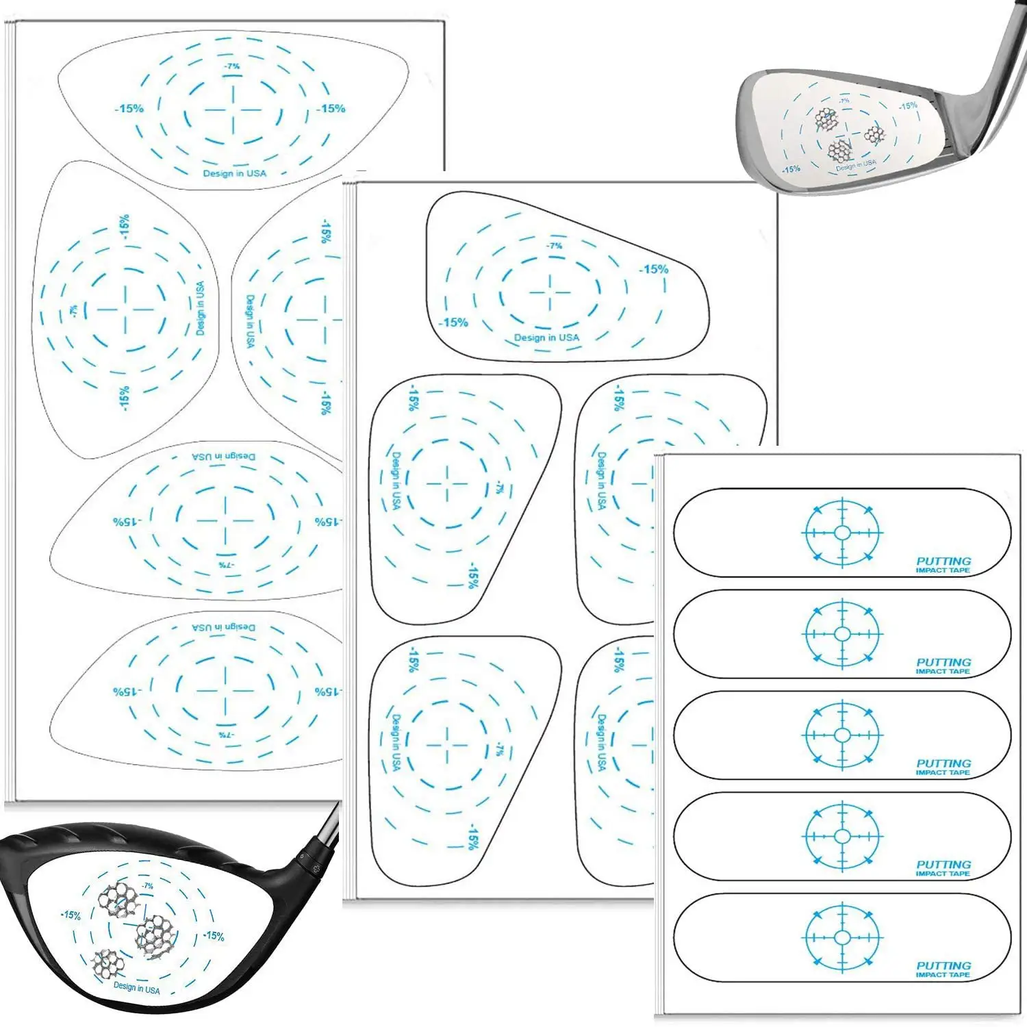 สติกเกอร์ไม้พัตเตอร์สำหรับตีกอล์ฟอุปกรณ์เสริมสติกเกอร์ช่วยฝึกเป้าตีสำหรับฝึกวงสวิง