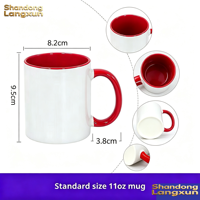 Mug en céramique bicolore de 11 oz, mug à sublimation, mug personnalisé, tasse vierge pour transfert thermique, cadeau souvenir d'entreprise
