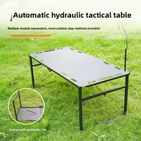 Table de camping pliante tactique robuste en acier au carbone, table d'extérieur avec support hydraulique