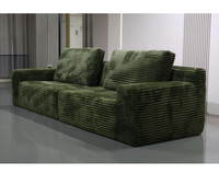 Canapé modulaire moderne vert côtelé compressé sous vide en mousse, mobilier de salon en gros pour appartement et hôtel