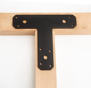 Support en T noir, supports en T pour poteaux <span class=keywords><strong>de</strong></span> pergola, connecteurs <span class=keywords><strong>de</strong></span> poteau à poutre pour réparation d'acier, fixation, réparation, plaque en T, connecteur plat - Product Image 2