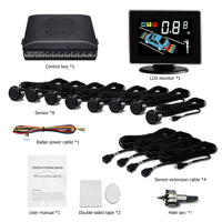 Kit de capteurs de stationnement étanches pour voiture, directement de l'usine, radar de recul à 8 sondes avec écran LCD et avertisseur sonore