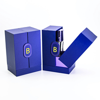 Boîte de parfum en carton rigide à double ouverture personnalisée avec logo de marque en relief rouge de luxe pour flacon cosmétique