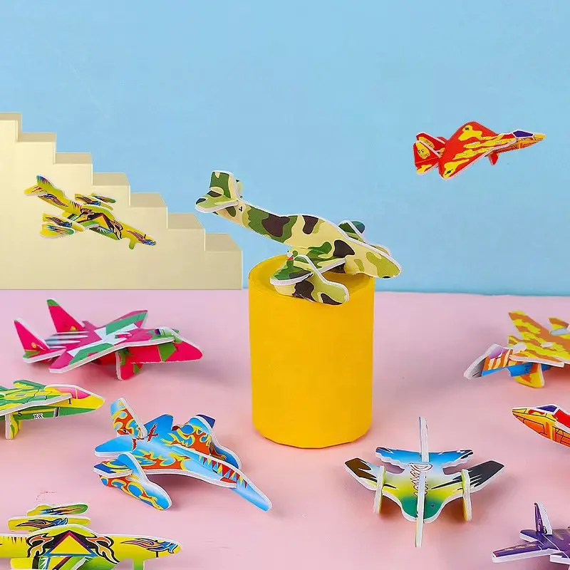 Hot mini nhựa khuyến mại đồ chơi trẻ em 3D câu đố trò chơi DIY handmade Câu Đố giấy lập thể máy bay câu đố