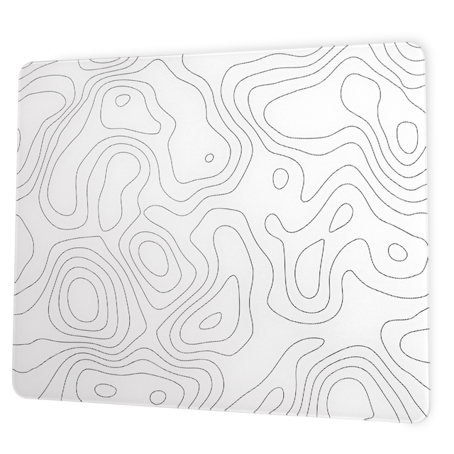 XVX Glass Gaming Mouse Pad Professional Large 410mm*310mm Art Style White Topographic Hard Surface Improved Precision & Speed