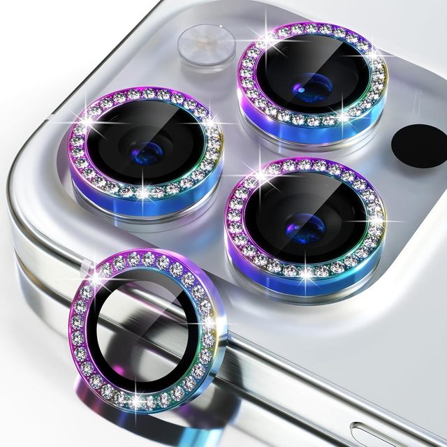 Tempered Glass Diamond Shiny Clear Camera Lens Protector for iPhone 16/16 Plus/16 Pro/16 Pro Max 9H Hardness Anti-Scratch Full