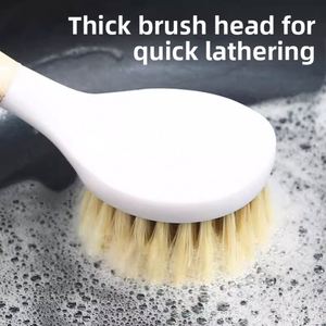 Brosse à vaisselle à poils naturels avec long manche en bois, brosse de nettoyage multifonctionnelle pour la cuisine, pour la vaisselle, les casseroles et les poêles - Product Image 3