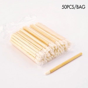 50pcs Bamboo Angular Lip Gloss Brush Eco Friendly <b>Mini</b> Lip Liner Balm Applicator Disposable Makeup Brushes - Product Image 2