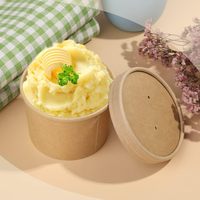 Bol peu profond en papier kraft avec couvercle en papier, qualité alimentaire, impression flexographique