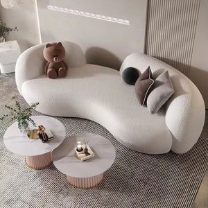 Ánh sáng sang trọng kem phong cách sofa vải căn hộ nhỏ phòng khách bông nhung kẹo nhà tối giản boucle sofa bộ - Product Image 1