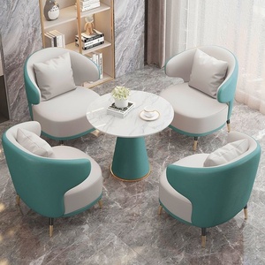 Su misura moderna stand ristorante Set di posti a sedere tavolo da pranzo dorato divano con motivi in marmo per caffè e caffetterie - Product Image 2