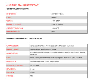Panel de Calefacción Infrarrojo Inteligente sin Marco de 600W, Radiador Calefactor, Controlado por Aplicación, Portátil, Alimentado por Energía Solar, Ahorro de Energía para Techo - Product Image 6