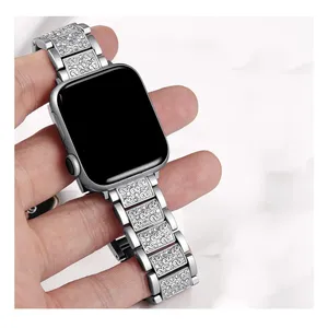 Pulsera de diamantes Correa de acero inoxidable para <span class=keywords><strong>Apple</strong></span> <span class=keywords><strong>Watch</strong></span> Band Correas Para Reloj para <span class=keywords><strong>Apple</strong></span> <span class=keywords><strong>Watch</strong></span> ultra 3 2 49mm Series 11 10 9 - Product Image 4