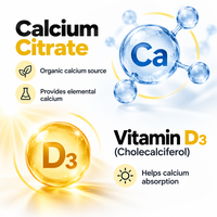 Comprimés de citrate de calcium et de vitamine D3 en marque privée OEM, compléments alimentaires minéraux pour la nutrition des os et des dents, fabricant en gros