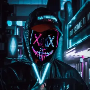 Maschera <span class=keywords><strong>di</strong></span> <span class=keywords><strong>Halloween</strong></span> Spaventosa Vendetta, Maschera Luminosa Anonima da Hacker, Tema Cinematografico, Cosplay <span class=keywords><strong>Horror</strong></span>, Accessorio Multicolore Killer Purge, Maschera LED Neon - Product Image 4