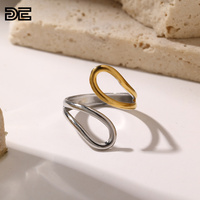 Bague ouverte en acier inoxydable de couleur double Anneaux simples en acier inoxydable de couleur double Anneaux ouverts simples en acier inoxydable