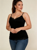 Hauts débardeurs décontractés respirants et écologiques pour femmes grandes tailles, en dentelle, col en V, 6 couleurs, bretelles spaghetti réglables, sans manches, devant ouvert