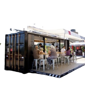 Conteneur de cuisine mobile 4,8 m avec structure en acier inoxydable, alimentation intégrée, espace de préparation pour camion de restauration extérieur et évier de lavage des mains - Product Image 1