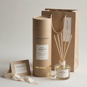 Boîte cylindrique ronde en papier kraft écologique de luxe pour diffuseur de parfum, emballage d'huile essentielle, logo personnalisé - Product Image 1