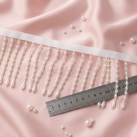Ruban de dentelle fantaisie perlé fait main avec pompon pour accessoires de robe de mariée et de soirée