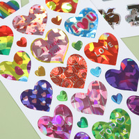 Autocollants Cœur Holographiques Scintillants en PVC pour Décoration de Journal, Récompenses Éducatives pour la Petite Enfance, Style Minimaliste Moderne
