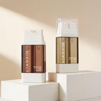 Flacon Airless Double Chambre Marron 15ml+15ml, Flacon Pompe à Lotion Acrylique 2-en-1 30ml pour Emballage Crème de Jour et de Nuit