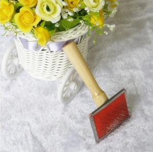 Holzgriff Haustier Hund Katze Tier Welpe Haar pflege Reinigung Shedding Slicker Brush mit Edelstahls tiften - Product Image 2