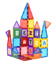 Ensemble de tuiles magnétiques colorées pour fenêtres, blocs de construction de château 3D pour enfants, jouet éducatif pour l'apprentissage de l'alphabet
