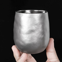 Tasse à eau en titane pur à double paroi résistante à la chaleur pour le camping en plein air, pour le café et le thé Kung Fu, style minimaliste