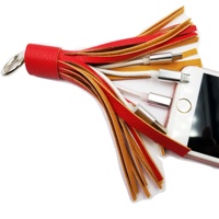 Kabel pengisi daya ponsel USB portabel, untuk kulit rumbai Aksesori gantungan kunci kabel Transfer Data