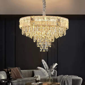 Lustre en verre suspendu pour salon, lustres modernes de luxe en cristal k9 pour villas - Product Image 4