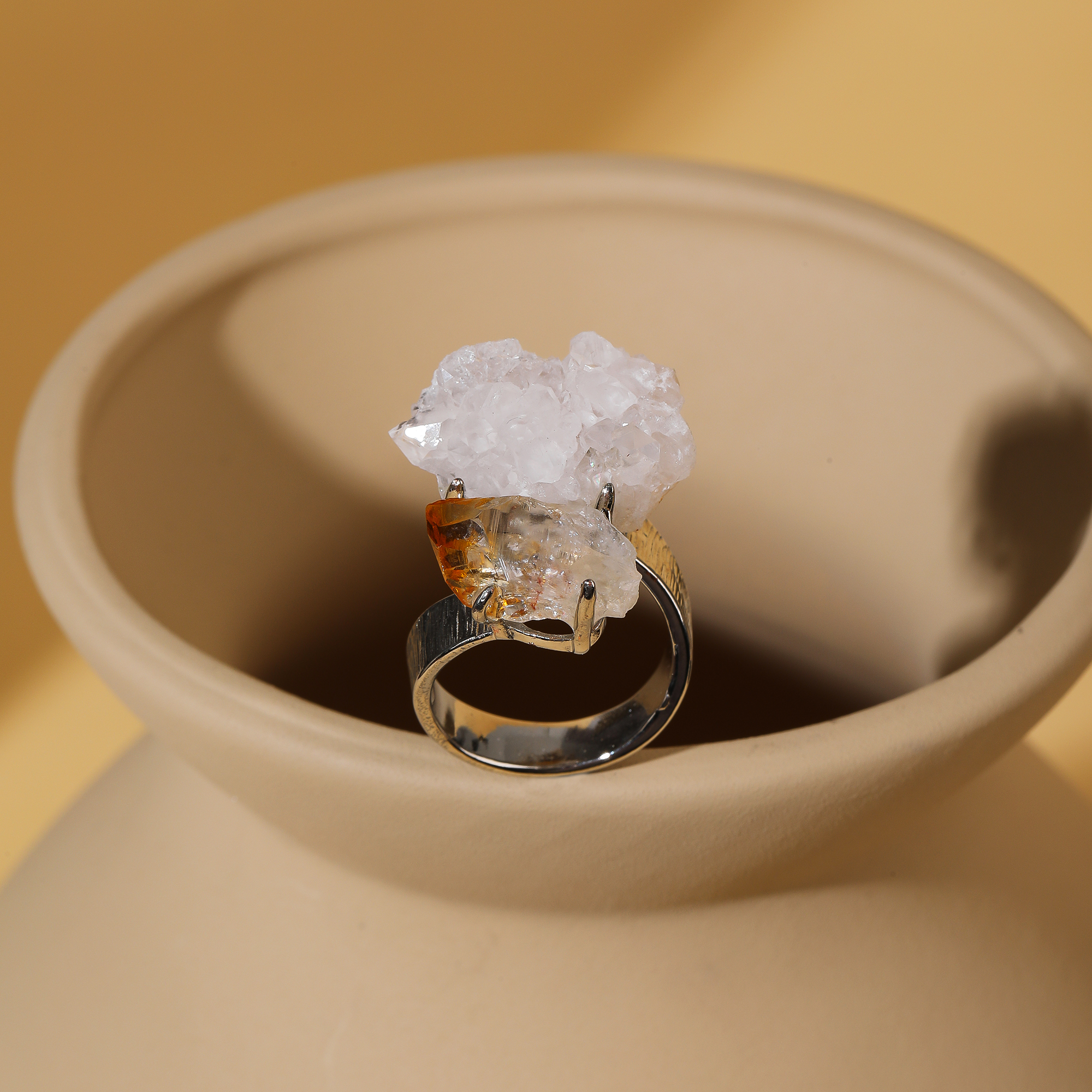 Apohyllite et Citrine