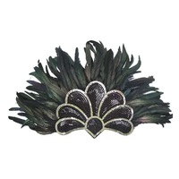 Coiffe indienne transfrontalière faite à la main en plumes noires pour carnaval, spectacle de scène adulte, défilé de mode, avec décoration florale