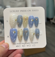 Vente en gros de faux ongles en acrylique faits à la main avec motifs floraux, faux ongles 3D mignons peints à la main, faux ongles réutilisables personnalisés en vrac