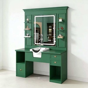 Estación de Estilismo Profesional para Salón de Belleza con Lavabo Integrado y Espejo con Luz LED - Mueble de Lujo para <span class=keywords><strong>Barber</strong></span>ía - Product Image 1