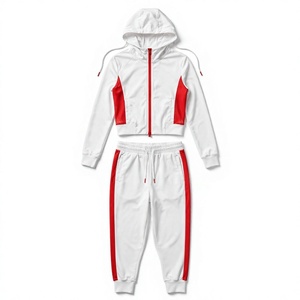 Conjunto Deportivo de 2 Piezas para Mujer, Chaqueta Larga con Capucha y Cierre, Pantalones Deportivos Impermeables con Franja Lateral y Forro Polar - Product Image 1