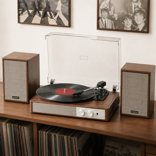 Professional Audio Turntable with True Stereo Sound System Wireless BPP Streaming High Fidelity Vinyl Player