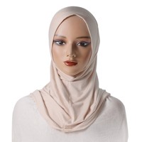 Chapeau hijab malaisien instantané en coton, couleur unie, hijab instantané musulman arabe malaisien pour le Ramadan 2025 pour femmes