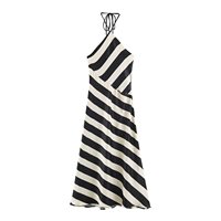 PB&ZA Élégante et sexy Nouvelle collection Automne 2026 Robe midi dos nu rayée à col licou pour femme 7484158