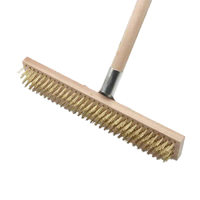 Brosse de nettoyage de pont et de sol avec fil d'acier inoxydable, balai extérieur à long manche pour le béton, le bois et les surfaces en pierre
