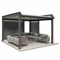 Pergola à lames orientables en membrane avec revêtement polymère allemand, toit rétractable, volets rabattables, canapé modulaire, pour villa, toit de hôtel, balcon moderne