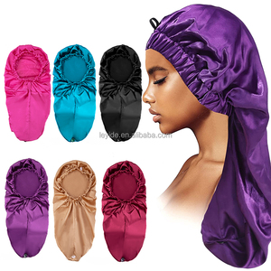 Venta al por mayor Impreso de doble cara Satén <span class=keywords><strong>Pelo</strong></span> Wraps Durags Long Braid Bonnets Mommy Me Gorro de dormir para hombres Mujeres para viajes deportivos - Product Image 5