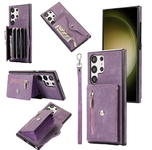 Funda de Cuero de Lujo Estilo Ejecutivo para Teléfono con Correa de Muñeca y Correa Larga para el Hombro para Samsung S23 S24ULTRA - Product Image 1