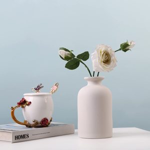 Florero de cerámica esmerilada para decoración de escritorio, florero de cerámica gruesa, popular, estilo nórdico - Product Image 4