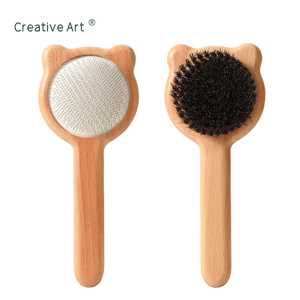 <span class=keywords><strong>Brosse</strong></span> pour chat de haute qualité avec poils de sanglier et manche en bois <span class=keywords><strong>brosse</strong></span> à cheveux de qualité professionnelle pour le toilettage quotidien d'animaux domestiques vente en gros OEM ODM - Product Image 2