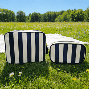 Sac de plage lavable grand format avec fermeture éclair, organiseur de beauté, trousse de toilette à rayures couleur gelée, trousse de maquillage rayée, pochette de voyage pour cosmétiques - Product Image 3