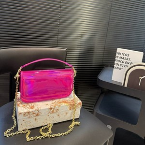 Red Horizontal Square Chain Shoulder Bag With Gold Chain And Lock Closure For Everyday Outfits Spring 2026 - Product Image 2