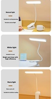 Lámpara de Lectura LED Recargable por USB con Tres Modos de Color, Flexible, con Clip para Escritorio, para Estudio o Mesita de Noche