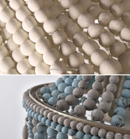 Suspension en perles de bois de style bohème lumières d'escalier rétro antique plafonnier lustre vintage