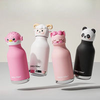 Gourde isotherme pour enfants 480 ml avec logo personnalisé OEM, anti-fuite, écologique, double paroi en acier inoxydable, motif animal de dessin animé, avec paille
